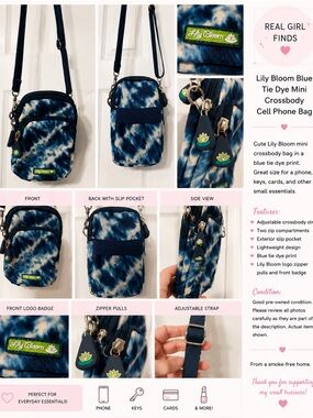 Lily Bloom Blue Tie-Dye Crossbody Cell Phone Bag